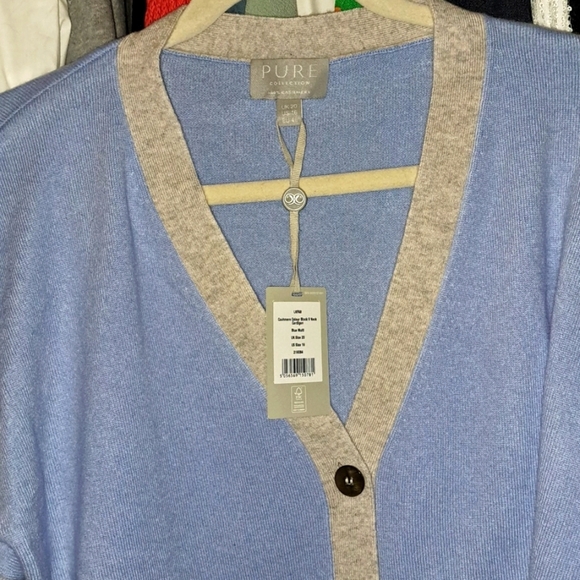 Pure Collection NWTs Cashmere Color Block V Neck  Cardigan - Picture 6 of 8